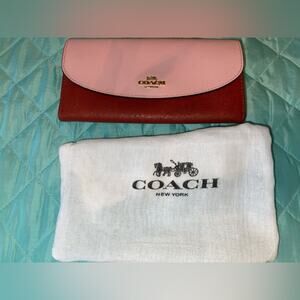 Coach Slim Envelope Wallet F26457 Terracotta Blush Colorblock Crossgrain EUC